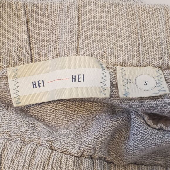 Hei Hei Anthropologie 100% Linen Francois Cropped Pull On Pants Size S Cream - Picture 5 of 8